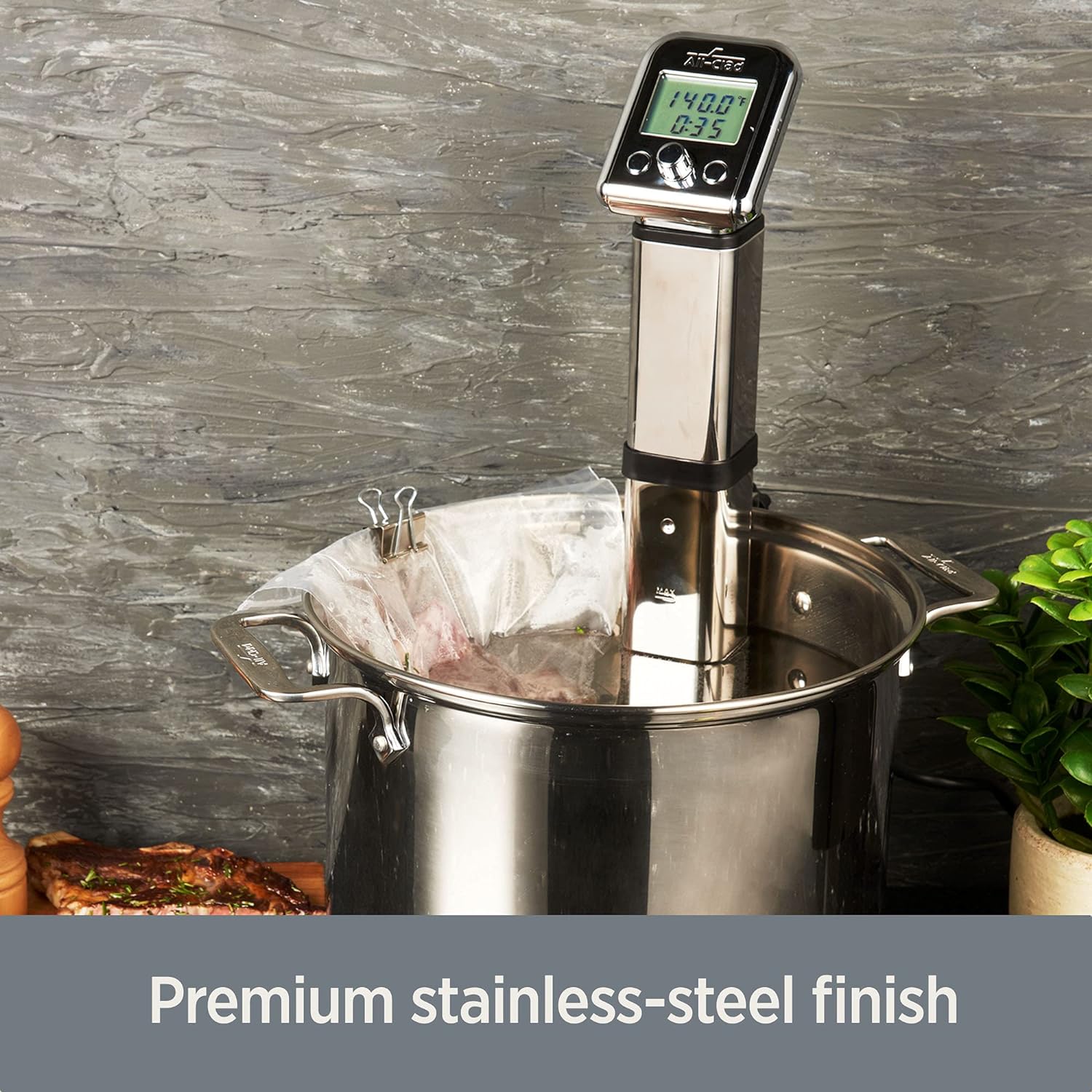 All-Clad EH800D51 Sous Vide Professional Immersion Circulator Slow Cooker with Digital Display for Precise Cooking Results, Silver