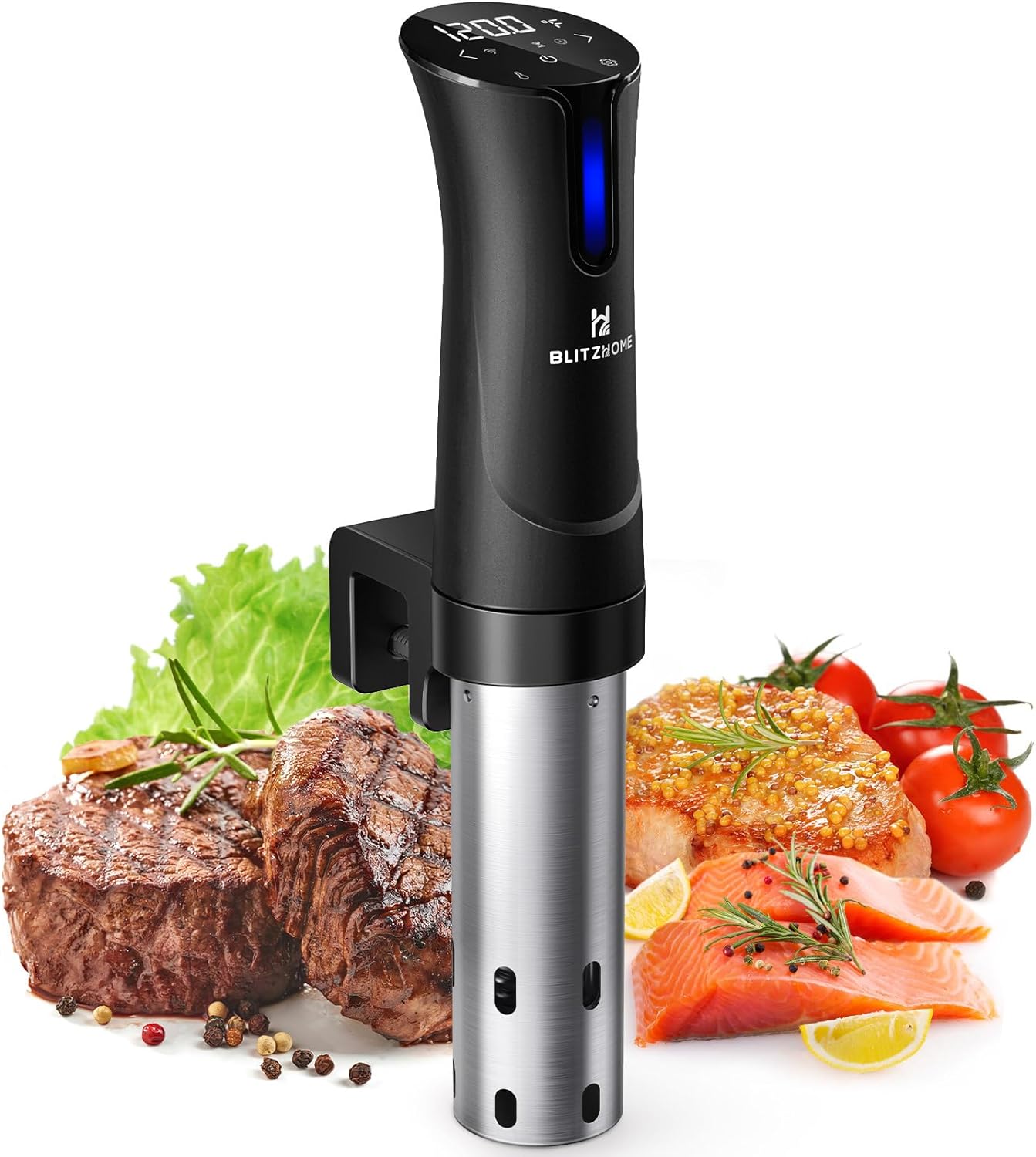 BLITZHOME Sous Vide Machine, 1100W Sous Vide Cooker with Accurate Temperature  Timer, Ultra Quiet Stainless Precision Immersion Circulator Device, Kitchen Gadgets with Recipes…