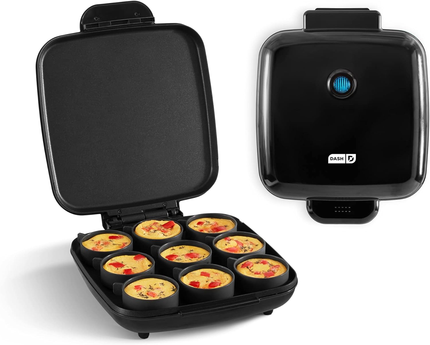 DASH Sous Vide Style Family Size Egg Bite Maker for Breakfast Bites, Sandwiches, Healthy Snacks or Desserts, Keto  Paleo Friendly (9 Servings), Black