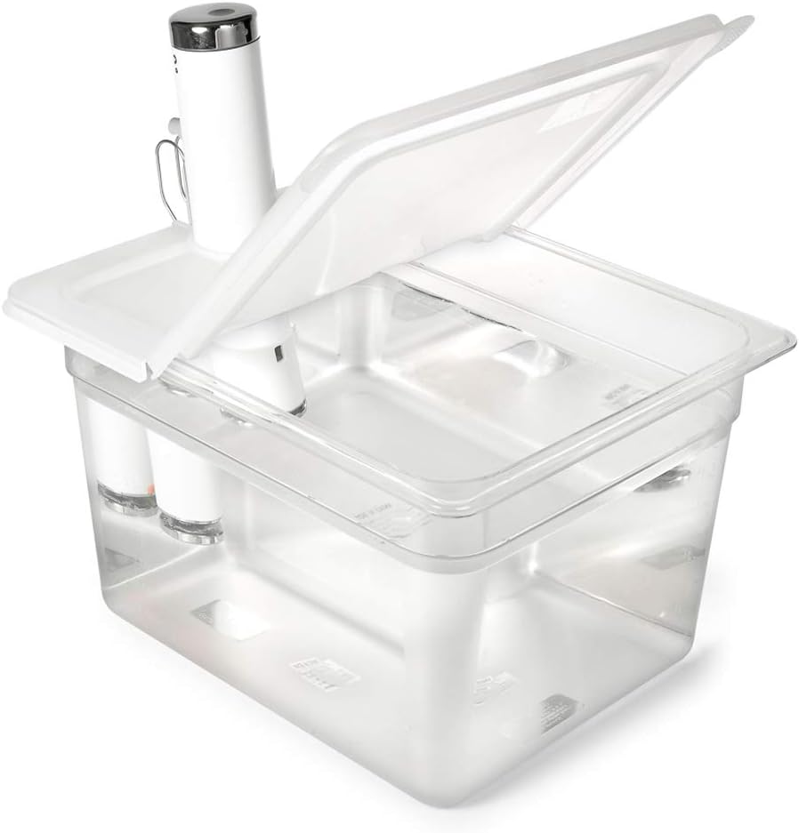 EVERIE Sous Vide Container 12 Quart with Collapsible Hinged Lid Compatible with Breville Joule Sous Vide Immersion Circulator Cooker (Side Mount)